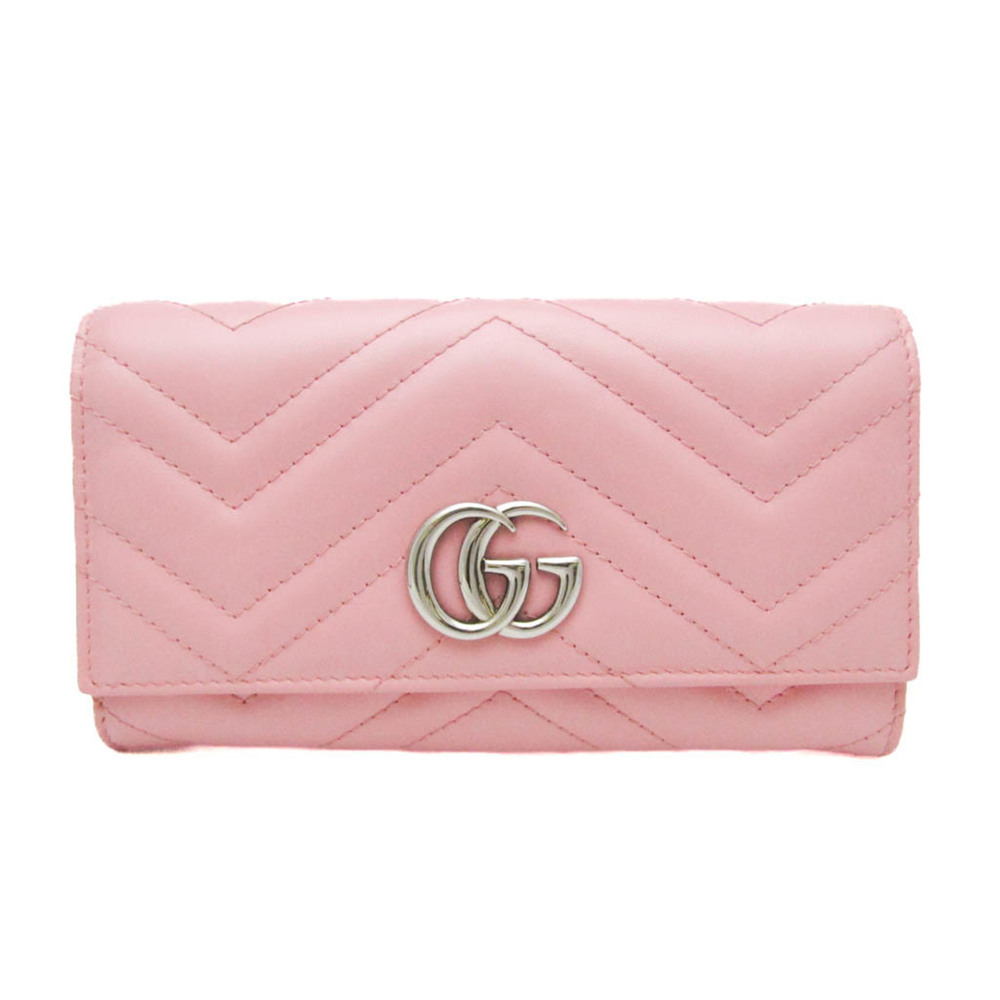 Gucci GG Marmont 443436 Women's Leather Long Wallet (bi-fold) Light Pink